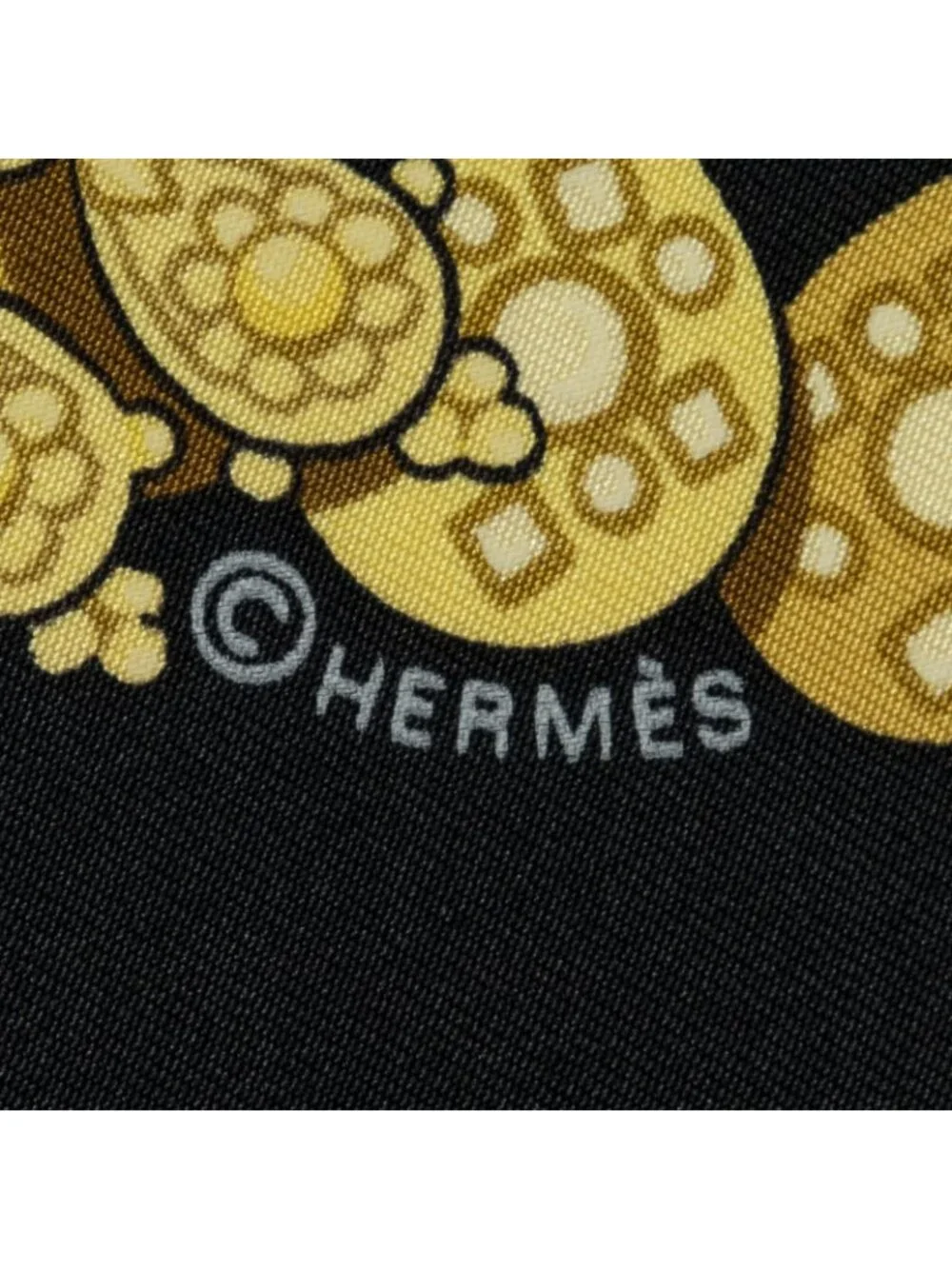 Hermes Scarf Black Gold Silk